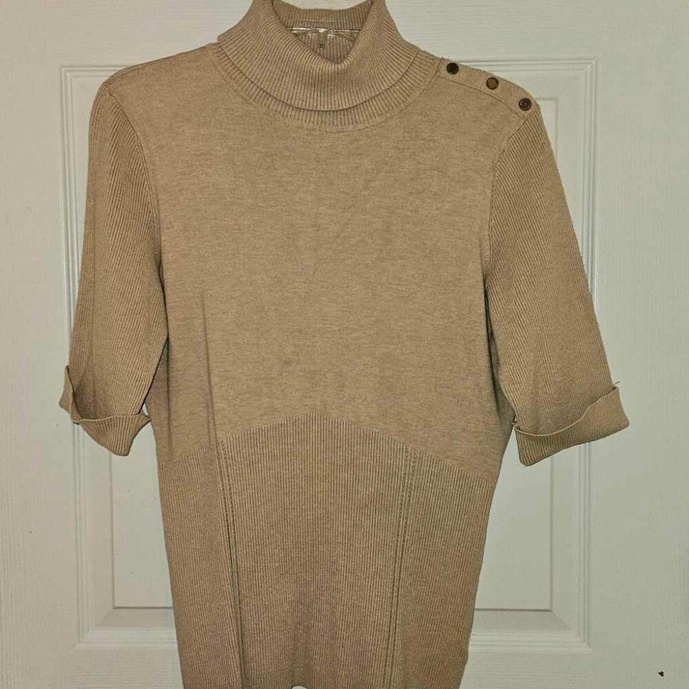 White House Black Market Knit Turtleneck Sweater 3/4 sleeve, size L